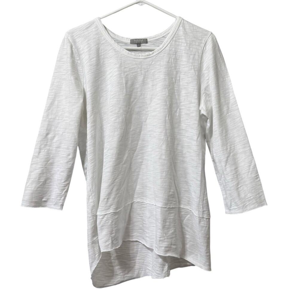 Habitat Clothes To Live In Women Size Small White Lagenlook Tunic Top Cotton